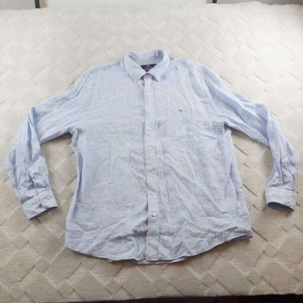 Vineyard Vines Light Blue Linen Button-Down Shirt